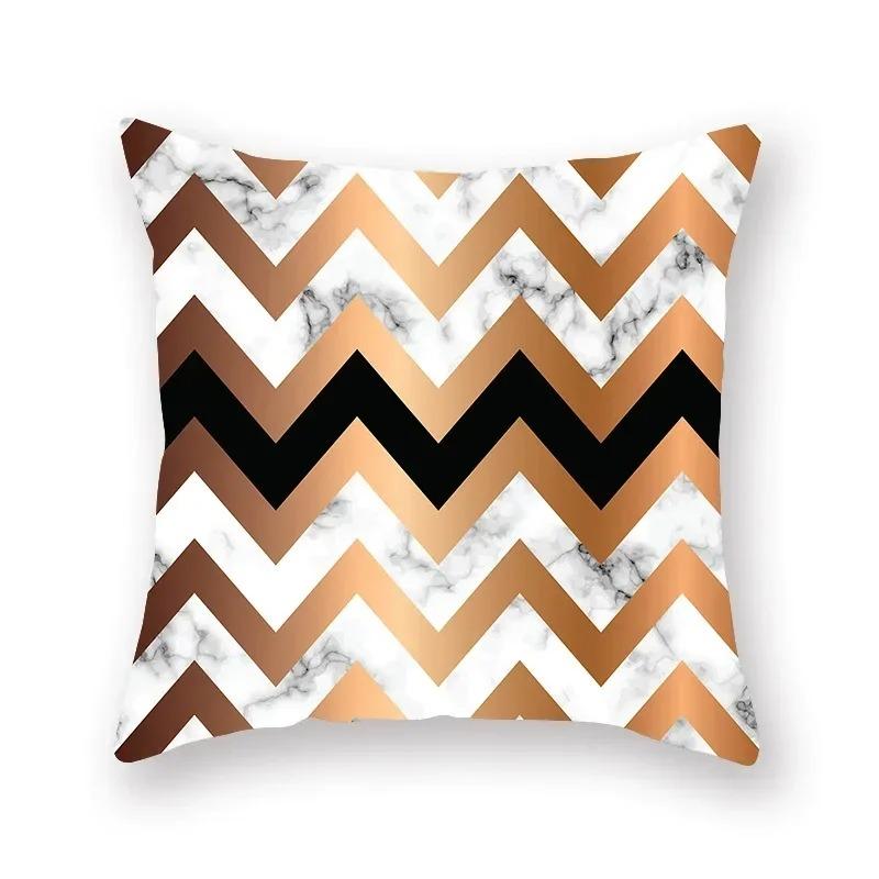 Marble Sofa Decoration Gold Black Geometric Cushion Cover Sofa Stripe Bedroom Living Room Throw Pillow Cover