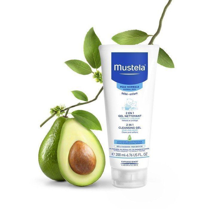 Gel Nettoyant pour bébé - Mustela - 2 en 1 - 200 ml - Doux pour peau et cheveux - Ne pique pas les yeux