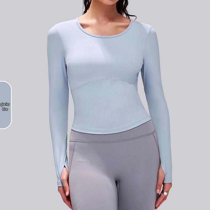 Women s Backless Long Sleeve Fitness Top - High Elasticity Slimming Yoga Wear L