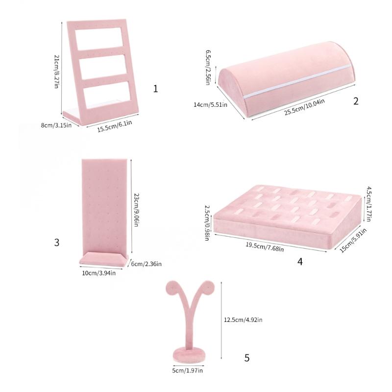 Pink Jewelry Display Props Elegant Jewelry Stand Velvets Fabric Material Jewelry Display Tray for Rings Earring Necklace
