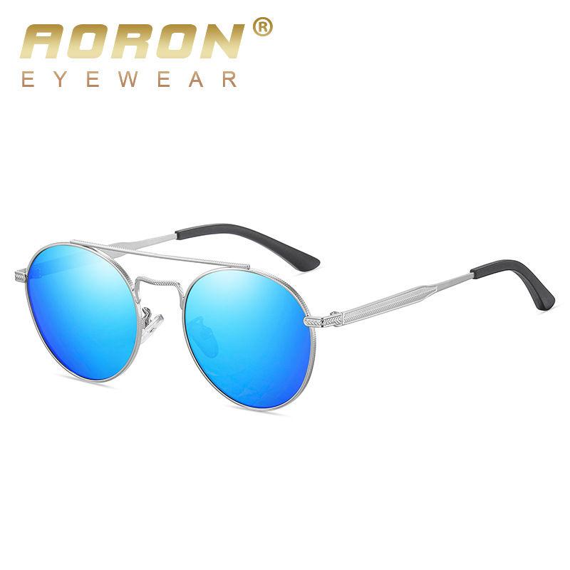 AORON Round Metal Frame Photochromic Polarized Sunglasses for Men Women Sports Fishing Anti Glare UV400 Glasses