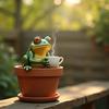 Garden Frog Ornament Resin Weatherproof Frog Figurine Cartoon Frog Statue Planter Decoration Frog Statue for Flower Pot Outdoor Decoration