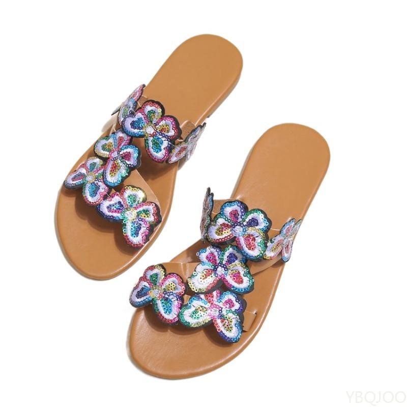 Fashion 2025 New Women Butterfly Beach Vacation Flat Shoes Fashionable and Innovative Girl Slippers Lightweight and Versatile Sandals