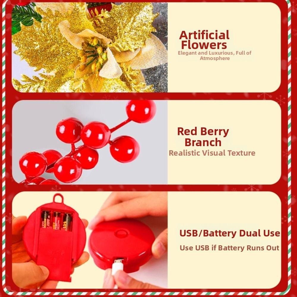 Hanging Christmas Wreath Timer Function Xmas Decorations LED Christmas Decorations  Wall