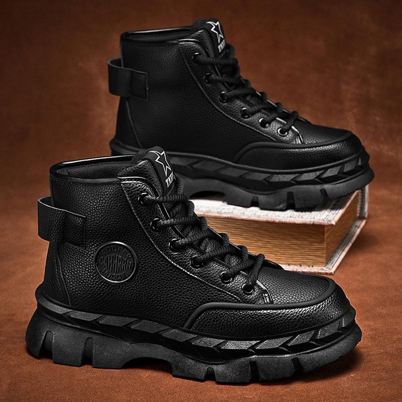 

Осенние популярные высокие мужские повседневные ботинки универсальные уличные трендовые модные рабочие ботинки толстая подошва удобные спортивные туфли больших размеров 39 чёрный