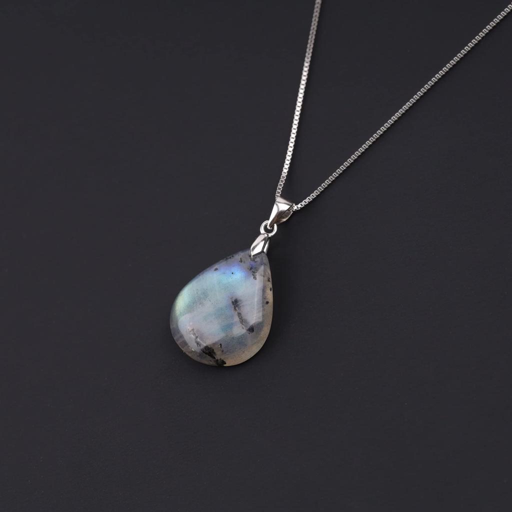 Labradorite Teardrop Power Stone Necklace for Women [COAI]