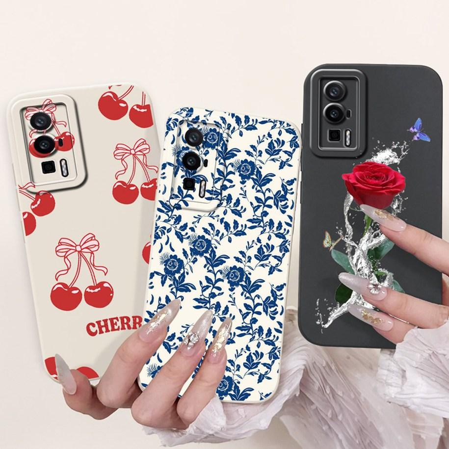 For Xiaomi Poco F5 Pro Case Luxury Marble Flower Girls Soft Candy Silicone Lens Protective Cover For Xiaomi Poco F5 F5Pro Fundas