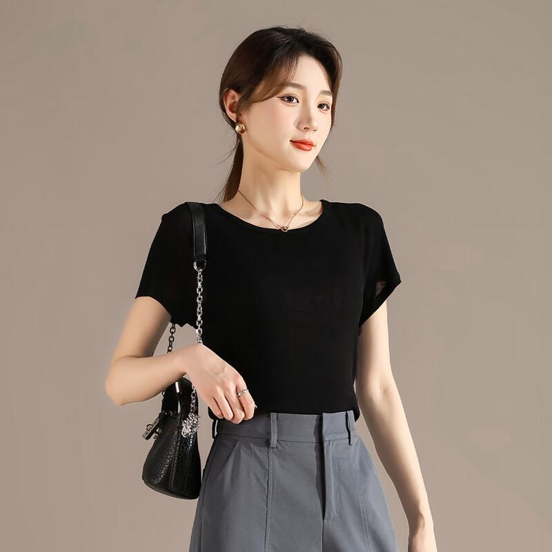 RAIN.CUN Women s Slim-Fit Tencel Lyocell Short Sleeve T-Shirt S