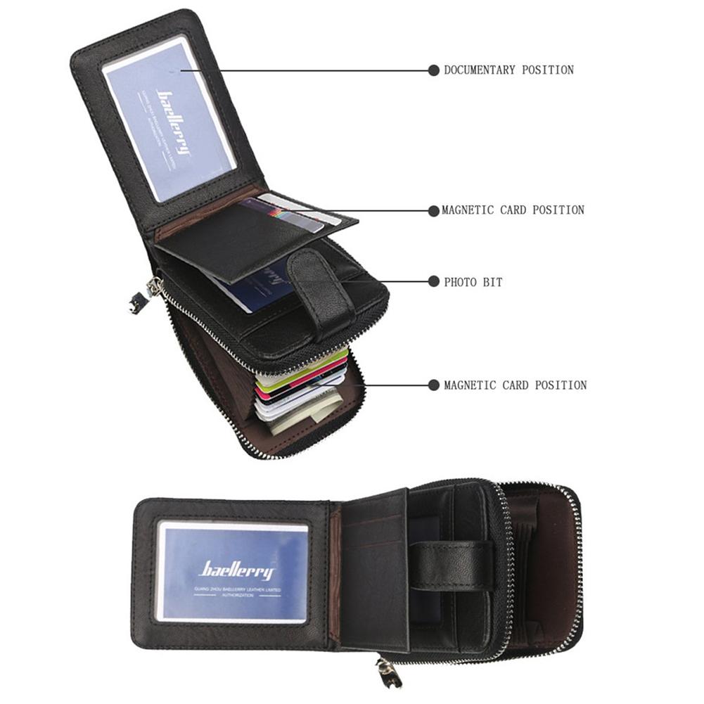 Herren Geldbörse PU Leder Kreditkartenhalter Bifold Reißverschluss Dünne Tasche Vatertag Geburtstagsgeschenk