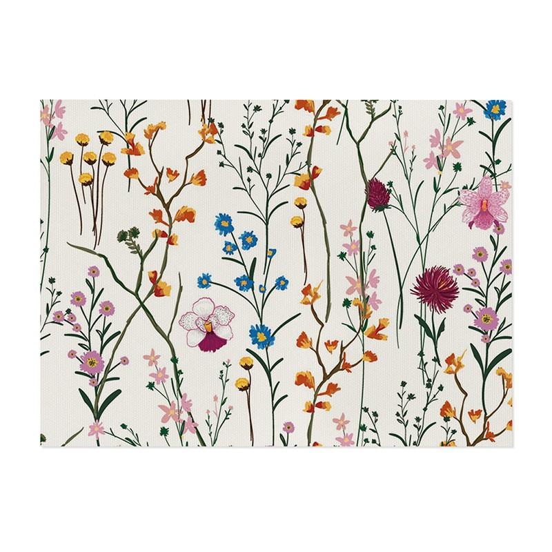 Flower Linen Placemat Bowl Plate Non-slip Insulating Protection Mat Home Desktop Protector for Party Kitchen Decor Gift