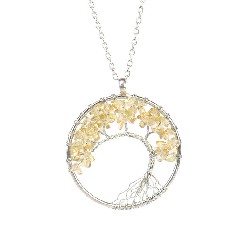 Hand Winding Bending Tree Of Life Necklace Natural Irregular Gravel Crystal Necklace N80