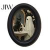 Unique Housewarming Gifts Halloween Wooden Door Hanging Sign, Oval Gothic Black Cat Ghost Wall Plaque, Retro Decoration Waterproof Decor Art