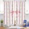 2PCS Digital Printed Curtains with Rose Bow Design, Stylish Window Drapes for Living Room Bedroom Home Decoration and Kitchen