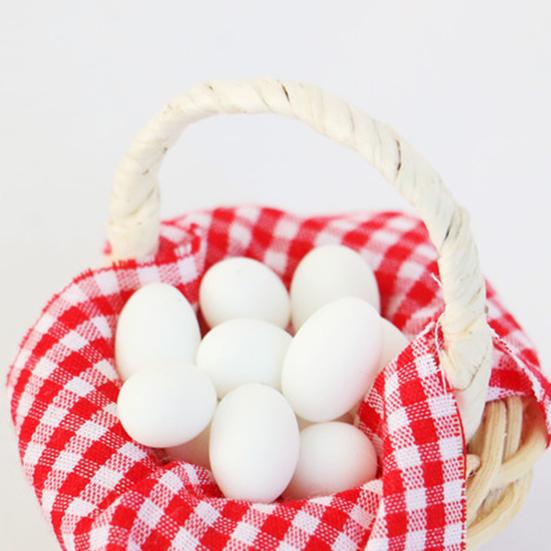 Miniaturní košík na vajíčka, červená kostkovaná látka, 12 vajec, pryskyřice, dětské dárky, hračky, domeček pro panenky, dekorace na scénu, mini vejce, kachna, tkaný košík, domeček pro panenky, příslušenství