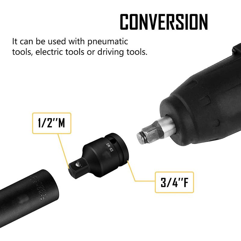 8-teiliger Schlagschrauber-Steckschlüssel-Adapter und Reduzierstück-Satz. Antriebssteckschlüssel-Adapter-Satz mit robustem Koffer für Schlagschrauber-Umbauten