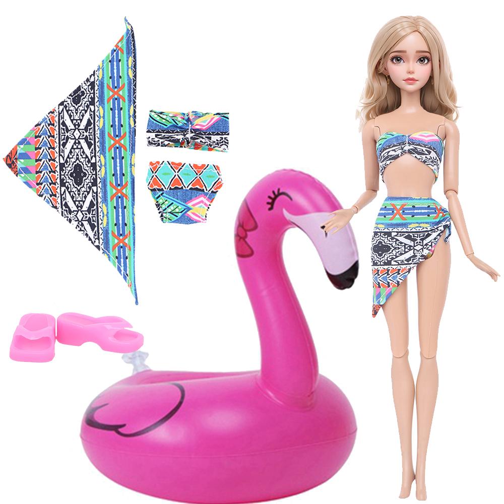 1x Salvagente per Bambola + 1x Costume da Bagno Vestiti per Bambole da 30cm 1/6 Accessori per Casa delle Bambole Gioco di Finzione per Bambini Giocattolo Estivo da Spiaggia per il Bagno