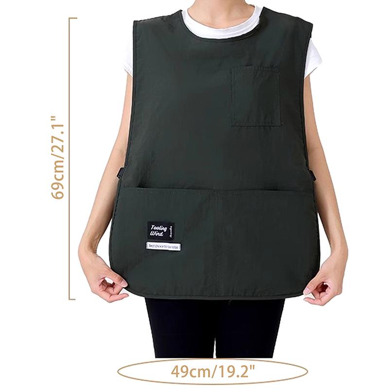 Tablier Gilet Style Japonais Récent Avec Multiples Poches Mâle Femelle Serveur Vêtements de Travail Bretelles Épaules Élargies Réglables Tablier