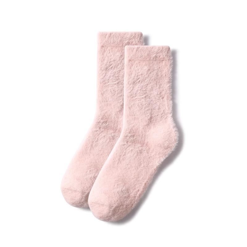 

Women s Mink Velvet Mid-Tube Socks: Warm & Furry for Autumn/Winter, Postpartum, and Sleep. 1 Pair