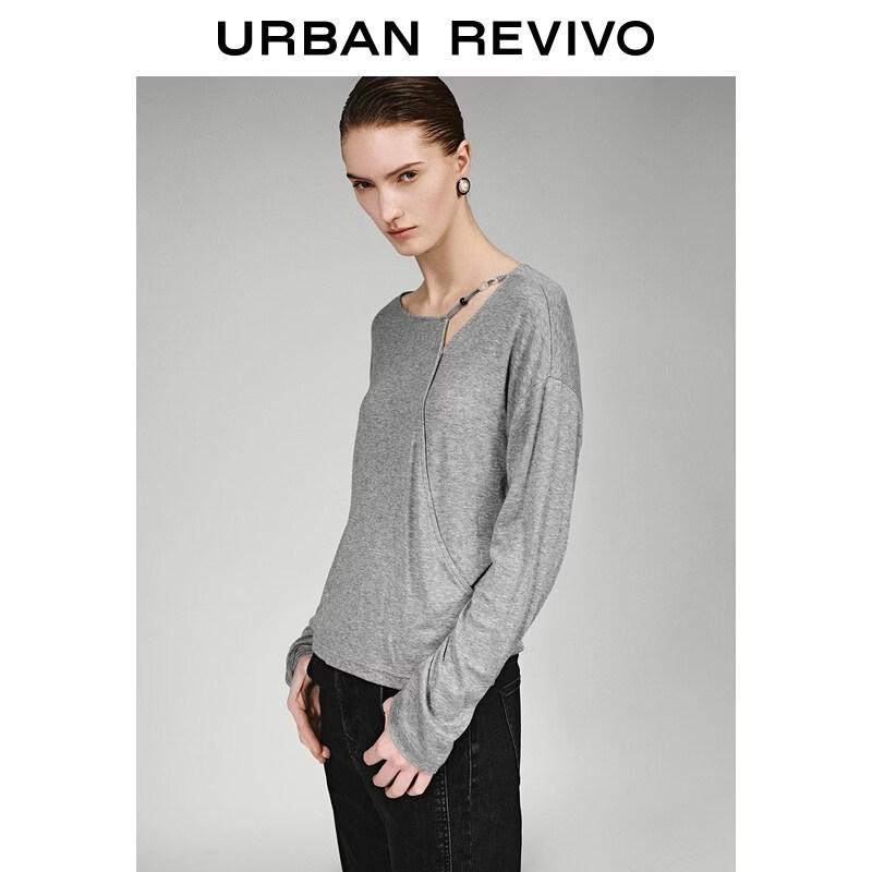 UR 2026 Women's Casual Off-Shoulder Beaded Long Sleeve Top