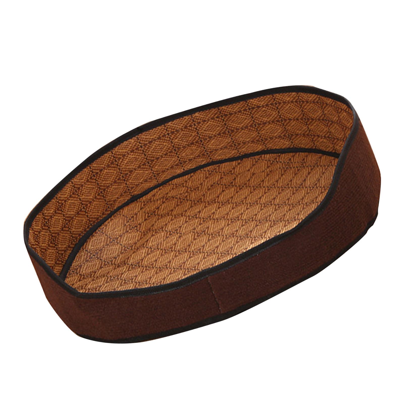 Pet Summer Mat Vine Woven Round Removable Washable Comfortable Pet Cooling Bed for Dog Cat Brown