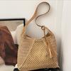 Yogodlns Borsa in Paglia Intrecciata Versatile da Appendere Estiva alla Moda con Lavorazione a Intreccio Vuota Borsa da Spiaggia in Erba Intrecciata a Mano Borsa a Spalla Singola da Donna