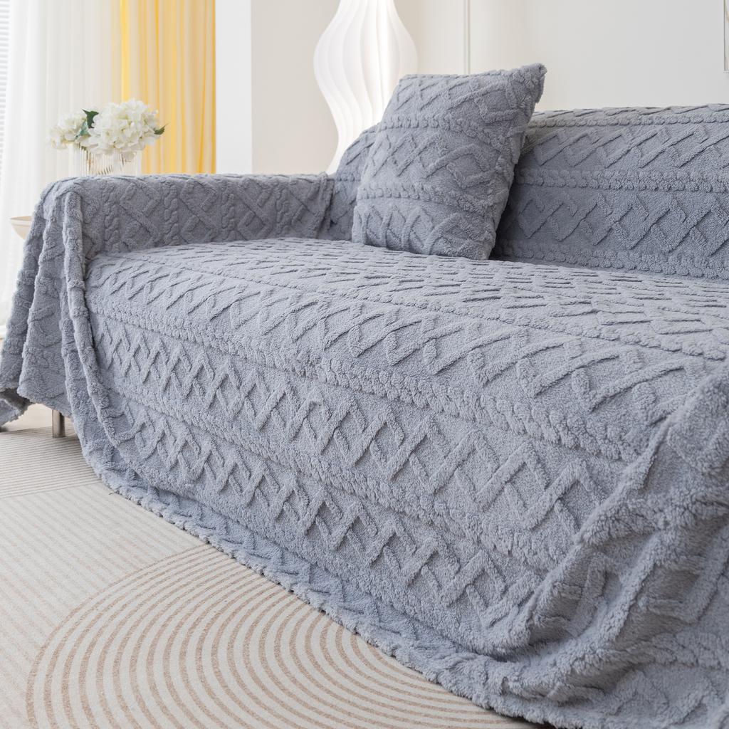 Kašmírová deka na pohovku ve tvaru diamantu Jednobarevná Zimní Zesílená Pletená S třásněmi Deka Kancelářská Dřímací Žakárová Přehoz na pohovku