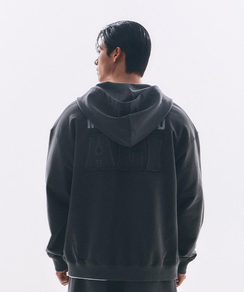 Waydn [Ali] The Greatest Pigment Oversized Zip-Up Hoodie Charcoal
