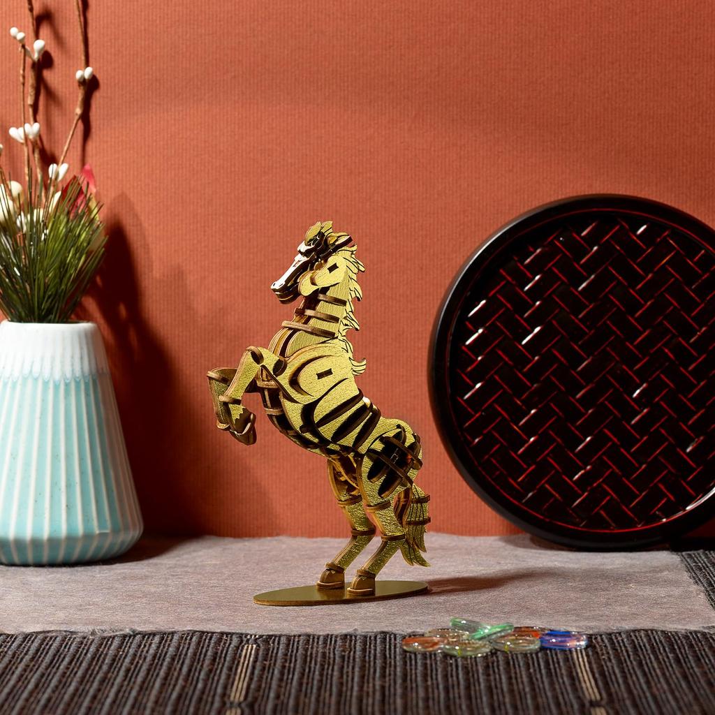 Ki-gu-mi Horse - A 3D Wooden Puzzle and DIY Craft Kit for Kids and Adults Alike - Educational Toy for Boys and Girls - a Great 3D Art Piece and a