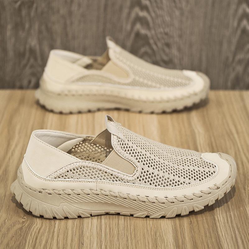 

2025 mesh shoes summer sandals casual fly-woven platform outdoor shoes men s breathable foot loafers 46