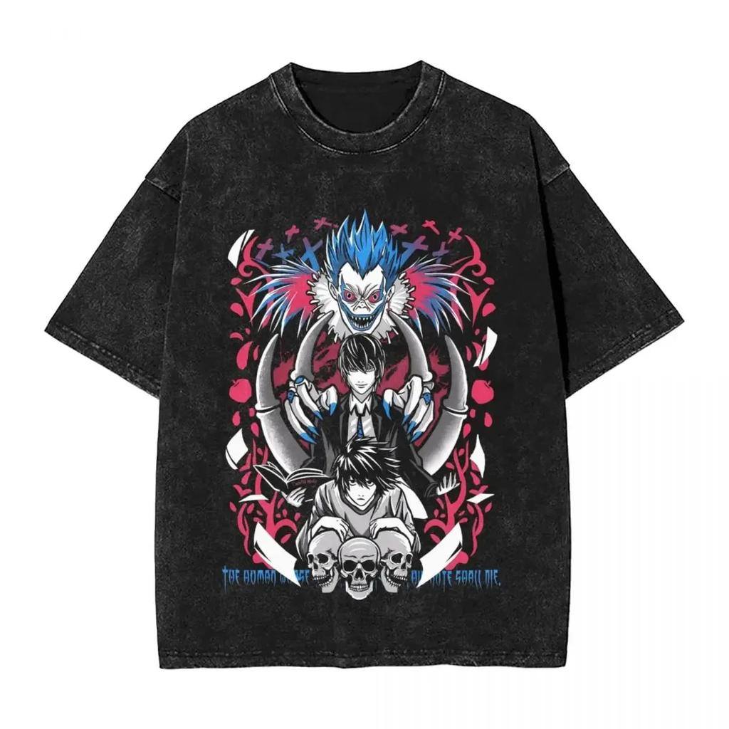 T-shirt da Uomo Anime DEATH NOTE Yagami Light L·Lawliet MisaMisa Lavata Manga Oversize Y2k T-shirt Cotone T-shirt Harajuku Maschile