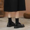 Damskor 2025 Brittisk stil läderloafers - Höst slip-on, mångsidiga arbetsskor med tjock sula