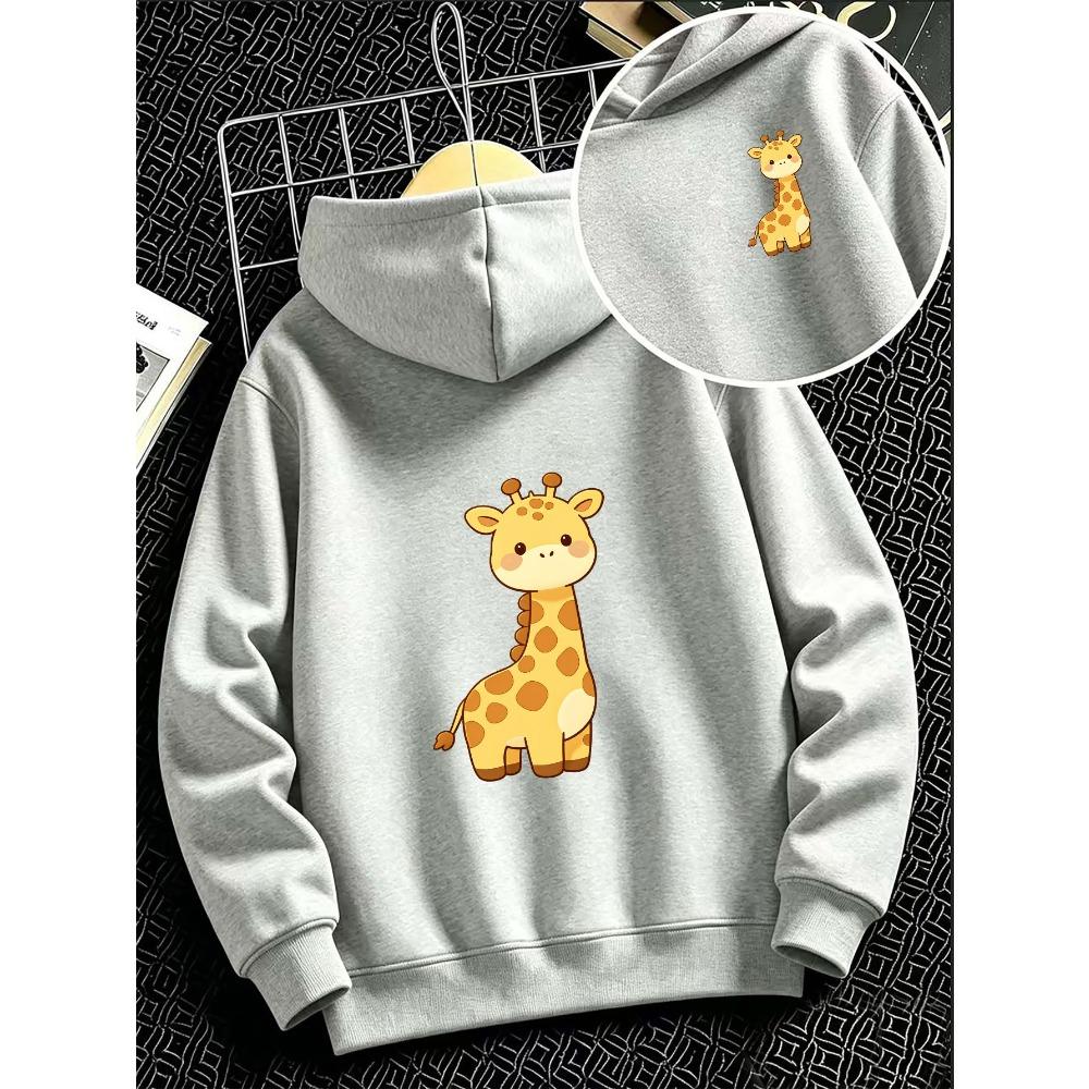 Children's Hooded Sweater Cute Giraffe Print Casual Comfortable Soft Loose Top Spring and Autumn Models Can Be A Gift