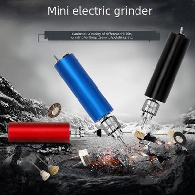 Mini meuleuse électrique en métal bleu avec prise britannique et américaine, vitesse réglable en continu 12 V 2 A, petite perceuse électrique portative.