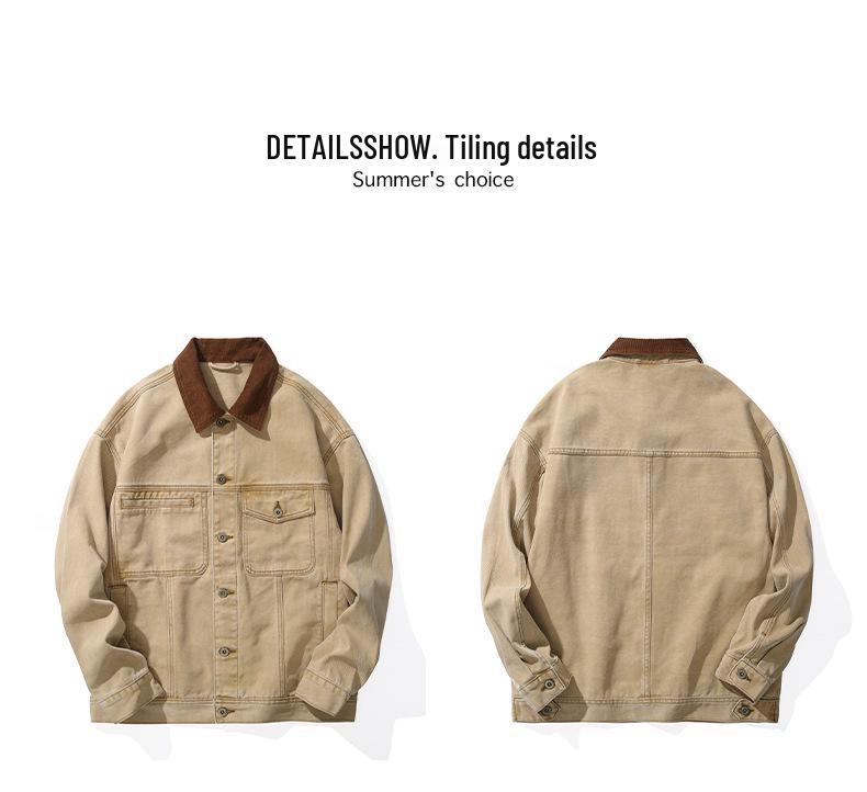 Men's 2024 Retro High-End Denim Jacket: Casual Loose Lapel, Autumn/Winter Style Workwear
