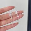Simple Silver Color Sweet Cute Ribbon Heart Bowknot Earrings for Women Trend Drop Earrings Aesthetic Wedding Jewelry Gift Y2K