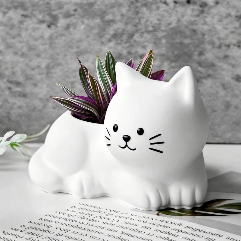 Animal Kitten Shape Candle Cup Silicone Mold Easy Demolding For Candle Container Soap Plant Flowerpot Holiday Decoration