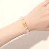 Vietnamese Gilt Brass Bow Bracelet with Cat's Eye Stone & Sand Gold Beads - Women's Elegant Jewelry
