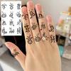 1 Hoja Araña Letra Flor Patrón Pequeño Tatuajes Temporales Para Mujeres Dedo, Pegatina de Tatuaje Falso Realista de Larga Duración
