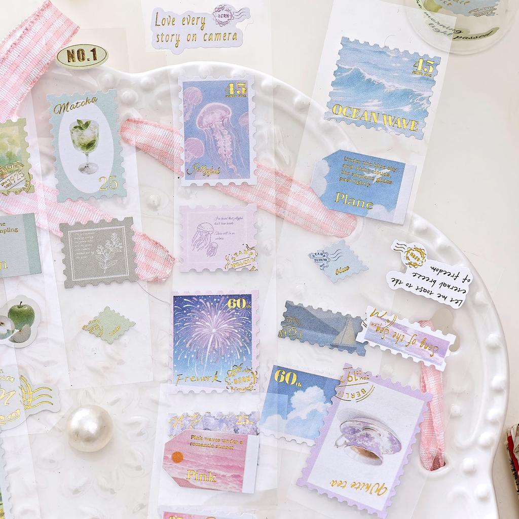 1 PC Kawaii Ins Japanese Style PVC Stamp Stickers Creative Decoration DIY Scrapbook Travel Diary Aesthetic Stationery Stickers