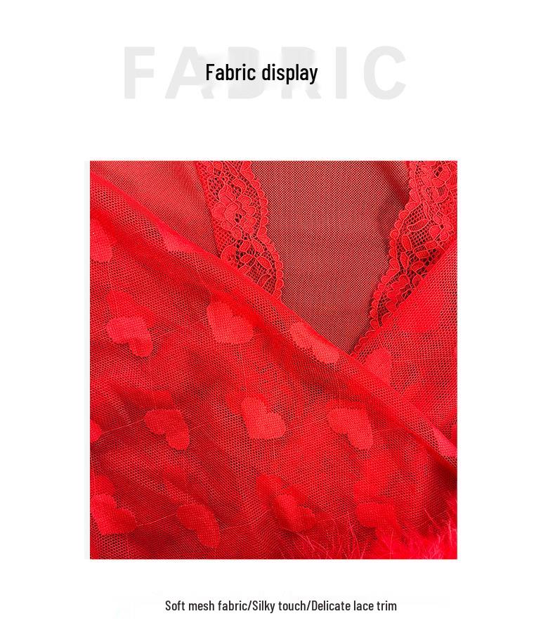 Feyun Women's Seductive Mesh Nightgown and Bathrobe