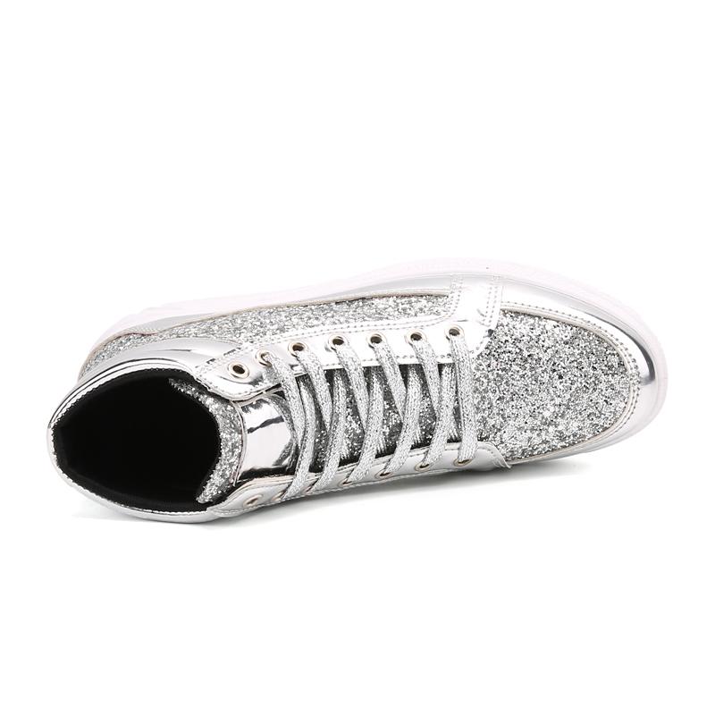 Men Sparkling Stage Shoes Lightweight Black Gold Silver High Party Sneakers for School Student Plus Size