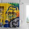Abstracte Kunstenaar Douchegordijn - Blauw & Roze Figuur Schilderij, Waterdicht met Oogjes, Moderne Kunst Badkamer Decoratie