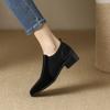 2024 Fashion Square Thick 3cm High Heels for Woman Autumn Genuine Leather Pumps Women Square Toe Footwear Office Shoes Female
