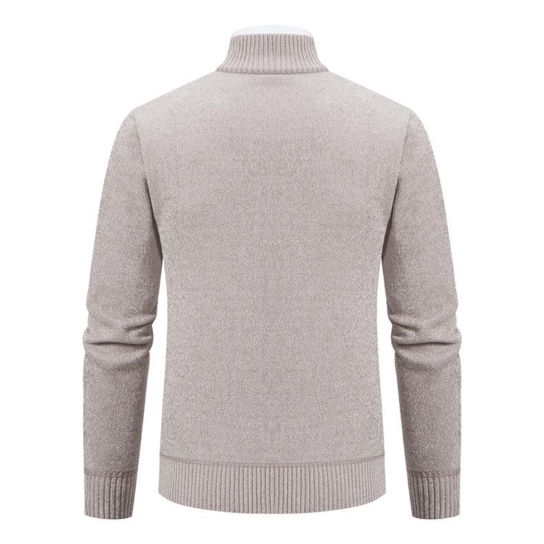 Giacca Cardigan Invernale da Uomo: Manica Lunga, Colore Unito, Lavorazione Spessa, Caldo, Maglieria Casual per Uomini di Mezza Età