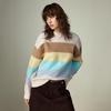 Chuyu Women's Dopamine Colorful Striped Round Neck Knit Sweater
