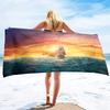 Strandlakens Zeilboot Oversized Strandlaken Handdoeken,Streep Blauw Coole Reis Zwembad Handdoek,Sneldrogende Zwembad Handdoek Kampeerhanddoek