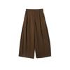Men's Brown Wide-Leg Trousers High Waist Pleated Casual Cropped Pants