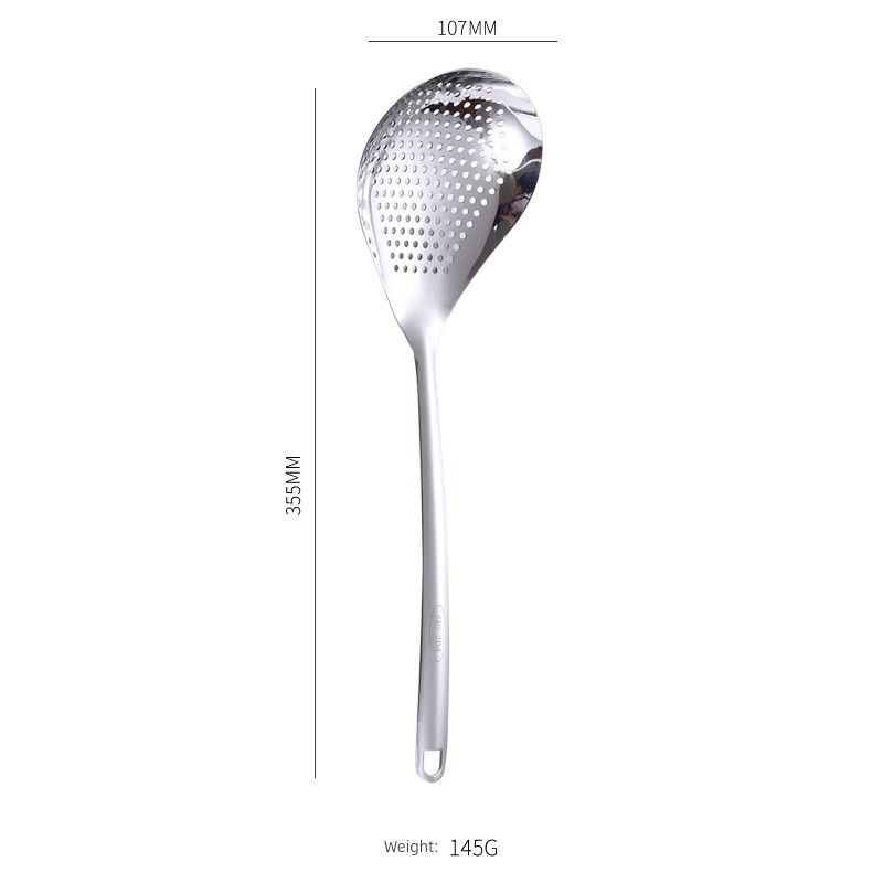 Pepper Big Strainer 304 Stainless Steel Spoon Long Handle Large Cooking Spoon Heart-Shaped Soup Ladle Perforated Ladle For Home Hot Pot Spoon
