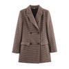 Blazer Midi Doppiopetto Pied-de-Poule Invernale da Donna Streetwear Chic Capospalla