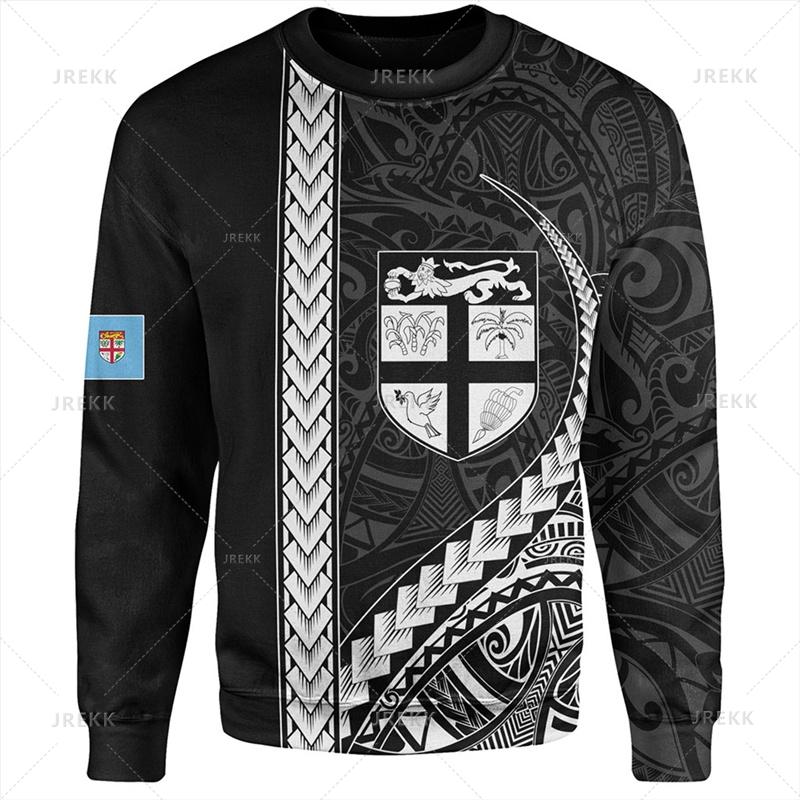 Autumn 3D FIJI National Flag Printed Hoodies Fashionable Casual Sports Long Sleeved Men's Hoodies